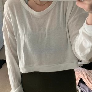 White cropped long sleeve with open back